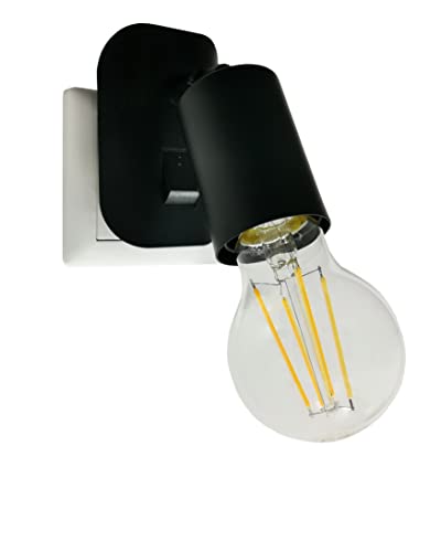 Trango Lámpara LED enchufable 11-059 con 1 bombilla LED E27 de 8W - 3000K blanco cálido, en negro mate *ANNA* lámpara de lectura, lámpara de cocina, luz de noche, lámpara de pared, lámpara enchufable
