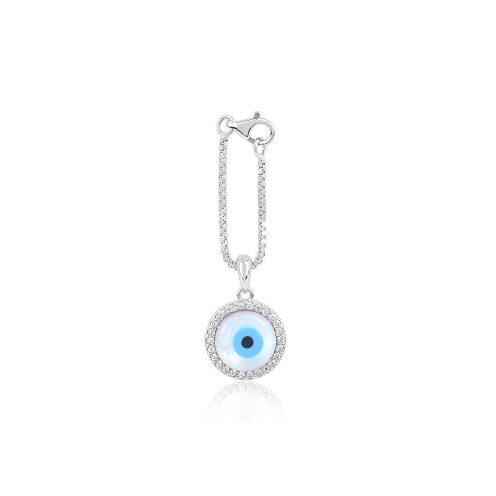 Pure Silver Evil Eye Charm with Crystal Encasement | Watch Charm Jewellery | Phone Cover Jewellery | Silver Jewellery | Accessorries for Women & Girls | Certificate of Authenticity and 925 Hallmark-image-30