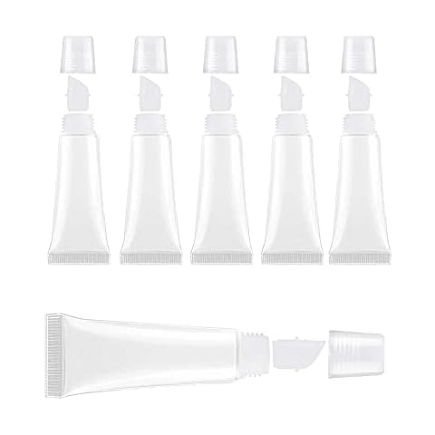 BlingKingdom 6pcs Lip Gloss Tubes 8ml Clear Soft Empty Lip Balm Containers Refillable Mini Cosmetic Tubes for Comestic Makeup and Travel Toiletries Cover