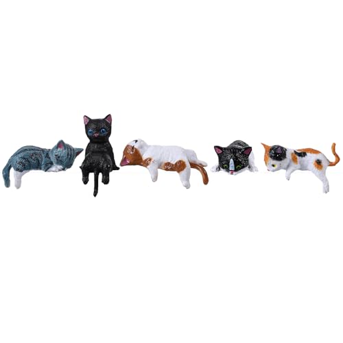 DOPENSPI 5 teiliges süßes Katzen Auto Innenzubehör, Miniatur Katzen, Rückspiegel Ornamente, Armaturenbrett Dekorationen, Fahrzeug Innendekor für Katzenliebhaberinnen