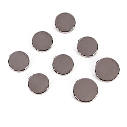 Image of 8Pcs Button Covers for Mens Shirts, Tuxedo Fake Studs | Fits regular dress shirts, button cover cufflinks, brass metal, sleek polished finish, secure clip on, groomsmen accessories