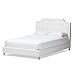 Baxton Studio Carlotta Modern Bed with Upholstered Headboard, White, 47.5" x 63.58" x 88.6"