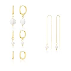 4pc small pearl hoop