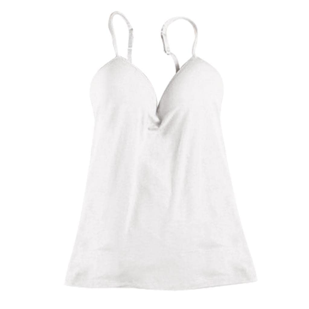 myaddiction Womens y Adjustable Strap Built in Bra Tank Tops Camisole White Clothing, Shoes & Accessories | Womens Clothing | Tops & Blouses-picture-40