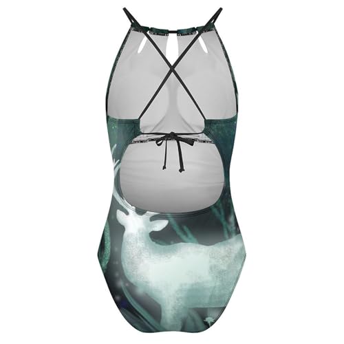 Maillots de bain une pièce femme Cerf de Forêt imprimé