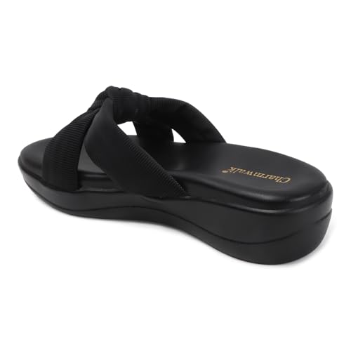 Image of Women's Wedge Slip-On Sandals with Knot Strap | Comfortable Casual Platform Slippers for Girls & Women