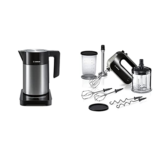 Bosch TWK7203 kabelloser Wasserkocher, Abschaltautomatik, Überhitzungsschutz, 1,7 L, 2200 W, schwarz & Premium…