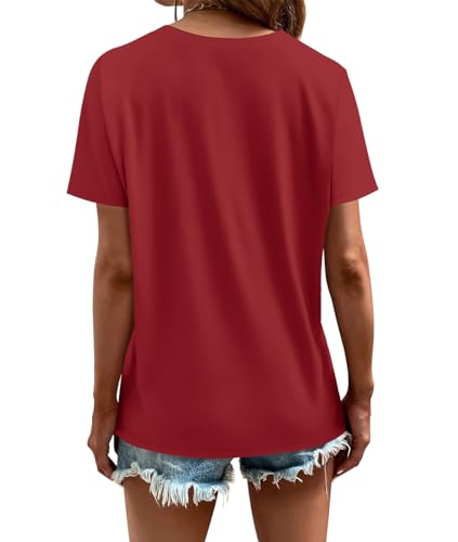 Cosonsen Women's Tops V-Neck Short Sleeve Tshirts Tees Casual Summer Top3