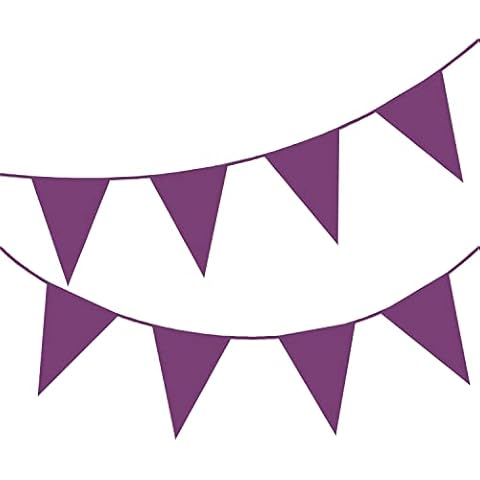 Happium 10m / 32 ft Solid Colour Bunting Flags Banner Pennant Party Decoration Garland (Purple) Cover
