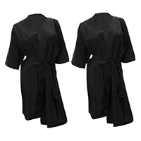 VALICLUD 2 pièces Peignoir de Salon Noir pour Femmes Robe Spa Multifonction avec Ceinture Réglable Protection Cheveux et Eau pour Coiffure Spa et Soins Beauté