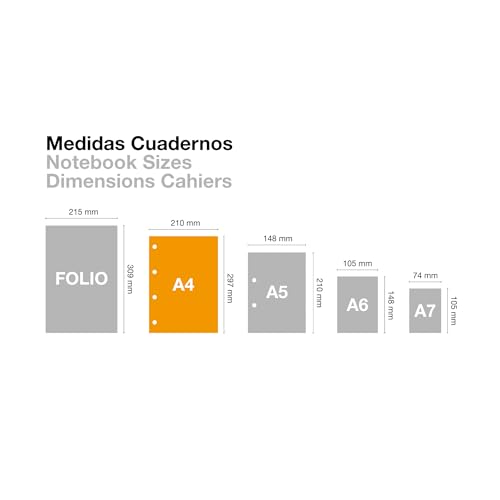 Miquelrius - Notizbuch A4 Notebook Emotions, 120 Blatt 90 g/m², Horizontale Streifen 7 mm, 5 Farbige Streifen, Mikroperforierte Spirale, Polypropyleneinband, Limonengrün