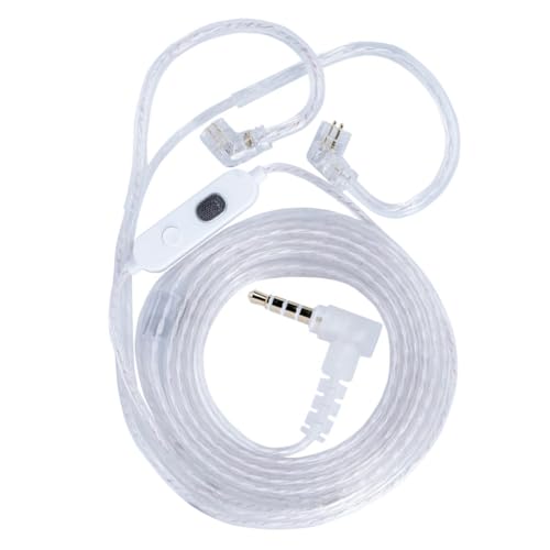 HIOPOIUYT KZM2 - Cable para auriculares, dos micrófonos, chapado en plata, cable de 3,5 mm, cable de auriculares para auriculares