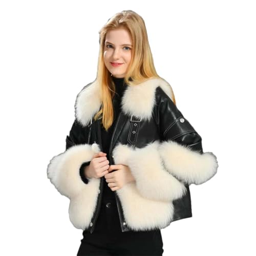 Chaqueta De Cuero Auténtico De Invierno Para Mujer Con Abrigo Auténtico Prendas De Vestir De Piel De Oveja Auténtica Black L