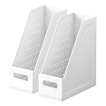 Foldable Magazine File Holder, Vertical Desk Organizer 2-Pack, White