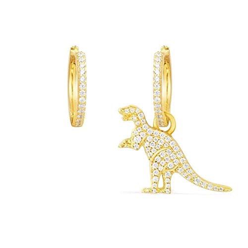 Preisvergleich Produktbild SHUCHANGLE Damen Ohrringe 925 Sterling Silber Nadel, Asymmetrische Dinosaurier Zirkon Baumeln Ohrringe Für Frauen Damen Muttertag