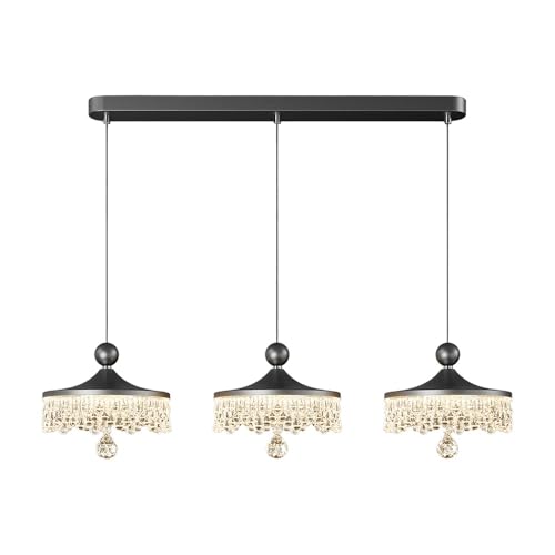 Lustre imitation cristal suspension LED 30W lampe salle à manger noire