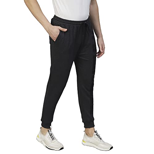 Image of RIGO Relaxed and Regular Fit Printed Cotton Jogger Pants for Men | Track Pant for Men | Lower for Men Charcoal