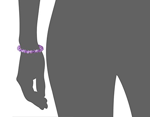 Image of Handmade Natural Gemstone 8mm Round Stretch Beaded Bracelet Unisex (Amethyst)