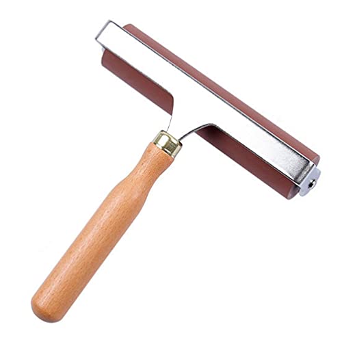 FOMIYES 1pc Wooden Pole Rubber Roller Brayer Roller auto Noise Roller Soft Rubber Roller Gluing applicator Roller Oil Painting Tools Black Ink Student Paint Brush Stainless Steel Advanced