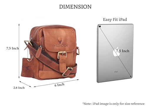 WildHorn Genuine Leather Mini Sling Bag for Men | Compact, Durable & Stylish | Buckle Closure | Front Zip Pocket | 1-Year Warranty