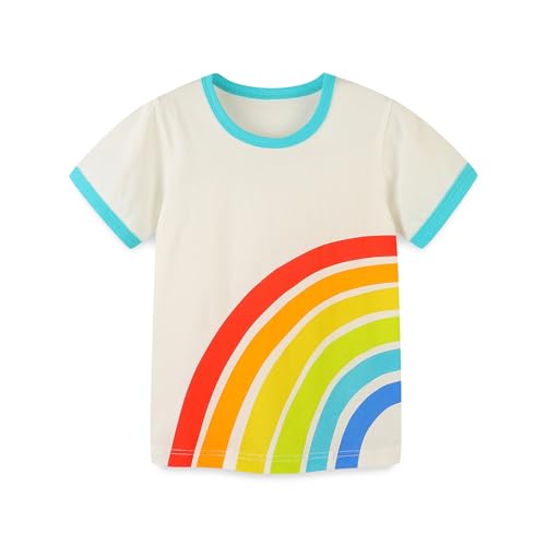Image of Toddler Girls Short Sleeve Cotton Graphic T-Shirt Tops Casual Clothes 3 Pack Size 2-7Y