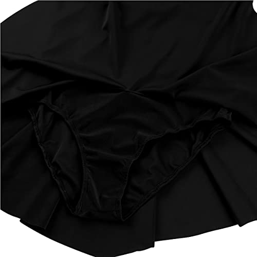 YiZYiF Lyrical Women's Adult Figure Ice Skating Dress Long Sleeves Spandex Gymnastics Leotard Black Medium
