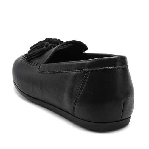 CAUTTILAM Women's Suede Moccasins Loafers Slip-Ons Dress Shoes Flats – Tassel Loafers for Women Comfortable Walking Penny Shoes Black by CAUTTILAM - Used condition - Image 3