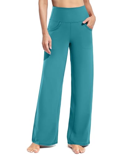 Image of Promover Wide Leg Pants Woman Yoga Pants with Pockets Stretch Loose Casual Lounge Sweatpants Petite /Regular /Tall