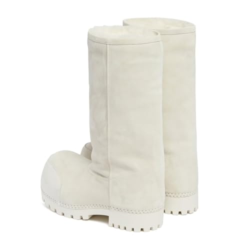 Agodor Snow Boots for Women,Suede Platform Winter Boots,Warm Faux Fur Slip On Round Toe Chunky Hippy Comfort Fashion High Boots3