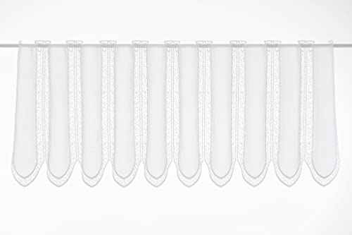 Gardinen Kranzusch Visillo con textura de macramé bordado de 45 cm de alto, color blanco, ancho a elegir según la cantidad comprada en tramos de 15,5 cm, se vende por metros Cover