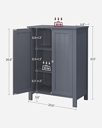 Image of VASAGLE Bathroom Floor Storage Cabinet, 2 Adjustable Shelves,Slate Gray | Bathroom Storage Unit, 11.8 inchD x 23.6 inchW x 31.5 inchH, HELAN Collection UBCB60GY