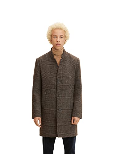 TOM TAILOR Denim Herren Modern Wollmantel 1032440, 30499 - Black Brown Glen...