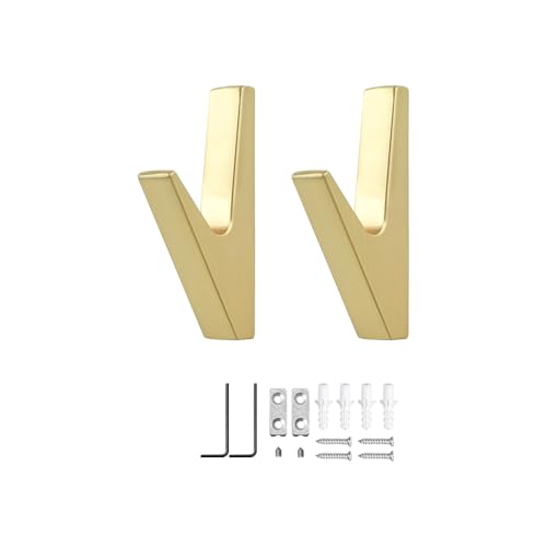 MABAHON Perchero negro mate, paneles acústicos, aleación de zinc, ganchos para ropa, ganchos de pared para baños, cocinas, vestíbulos y pasillos (dorado, 2 unidades)