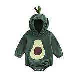 Liyabanna Cute Baby Boy Girl Romper Newborn Avocado Long Sleeve Hoodie Bodysuit Infant Jumpsuit Frui