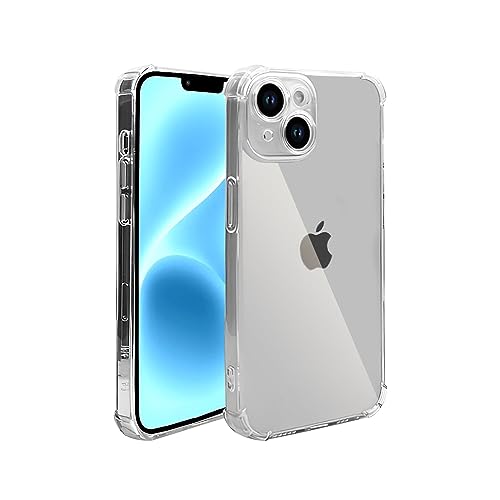 Clear Soft TPU Case for iPhone 14, Raised Lens Edge, Shockproof Corners