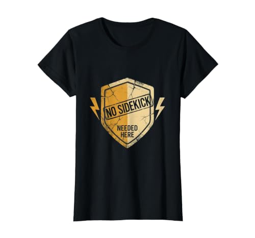 No Sidekick Needed Super Hero Woman Design T-Shirt, Women, Black, Large