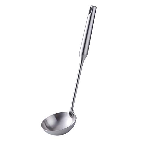 SBOMHS Schöpflöffel Edelstahl 18/10 Schöpfkelle Suppenkellen Langer Stiel 34 CM/ 13,4 Inch Silber Matt Breite 9,2 CM/ 3,6 Inch Cover