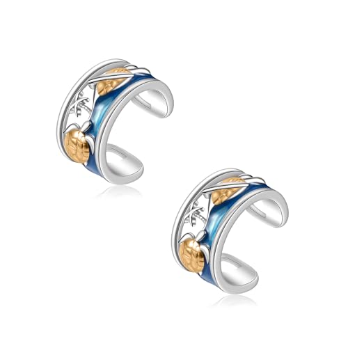 CHIC & ARTSY 925 Sterling Silver Ear Cuff Earrings Hypoallergenic Whales, Turtle No Piercing Ear Cuffs Earrings Adjustable Clip-on Earrings for Women