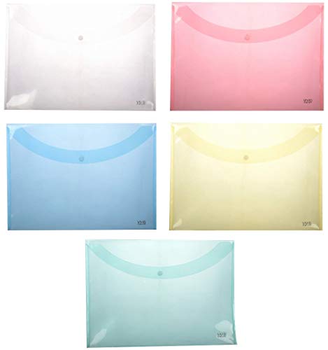 Image of Shivani Enterprises Relax File Bag A4 Document Envelope Folder, Clear Transparent Storage Bag in Assorted Color - 05 Pc