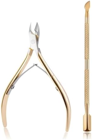 Stainless Steel Cuticle Pusher Nipper Scissor Manicure Set Gel Polish Remove Nail Art Clipper Care Cleaning Tool(3Pcs Rainbow)