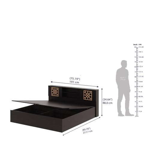 Image of Wakefit Bed | 1 Yr Warranty | King Size Bed, Comes with Hydraulic Storage, Noise-Free, Density: 680-750 kg /m, Termite & Borer Resistant, Fits Mattresses Up to 8 inches (Algol 78 x 72 - Wenge)
