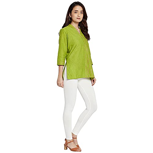 Image of GO COLORS Soft Cotton Stretch Ankle Length Leggings for Women | Breathable
