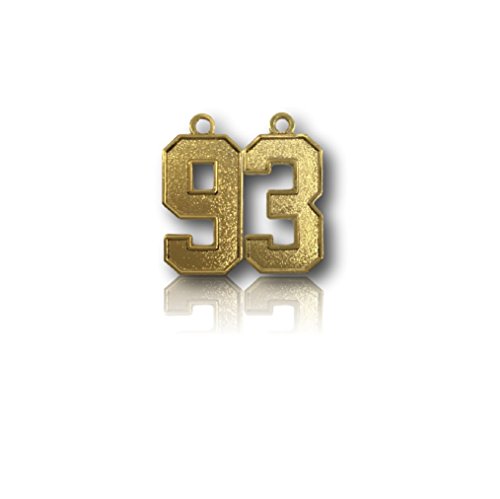 CustomNumberCharms Number 93 Gold Plated Jersey Style Sports Necklace Charm Pendant (0.8