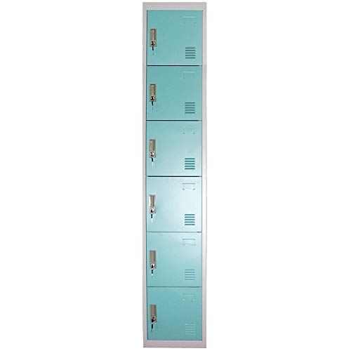 Panana Metal Storage Lockers Work Office Cupboard Lockable Filing Storage Unit School Staff Gym Changing Room Six Doors (Blue 6 Door)