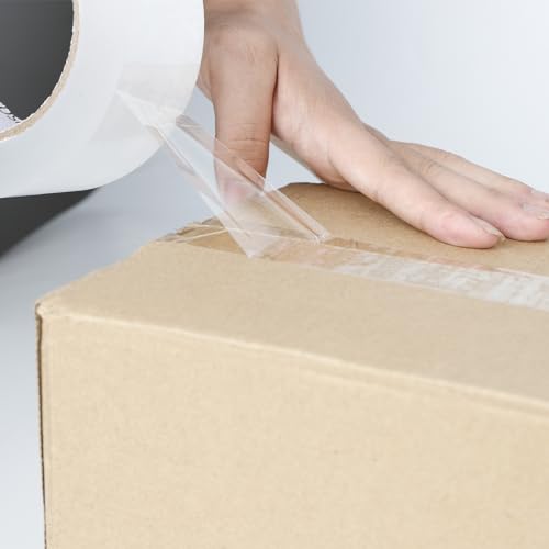 CHUANGSEED 6 Rollen,Clear packing tape with dispenser, 48mmx66m Packband Paketklebeband Transparent mit Plastik Abroller, Paketklebeband zum Verpacken von Paketen und Versandschachteln
