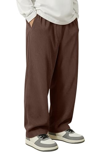Image of INKKR Men's Polyester Causal Lightweight Elastic Waist with Drawstring Comfortable Loose Fit Trouser Pant