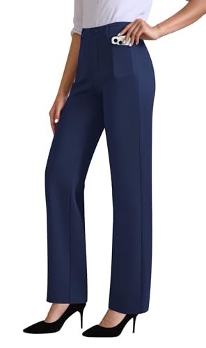 JEKAOYI Womens Dress Pants Stretchy Work Pants High Waisted Business Trousers Pull On Casual Slacks with Pockets Navy