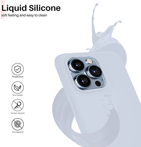 Image of Elzzi Microfiber Candy Case Compatible for iPhone 13 Pro 6.1 inch, Shockproof Slim Back Cover Liquid Silicone Case - Sea Grey