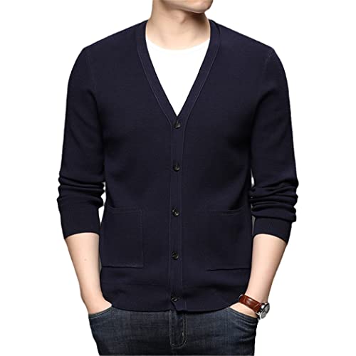 Cardigan décontracté homme bleu marine M manteau fin d'automne classique