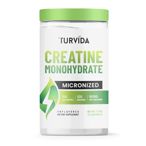 Turvida Creatine Monohydrate, Micronized Creatine Powder for Men and Women, Pre Workout Supplement,...